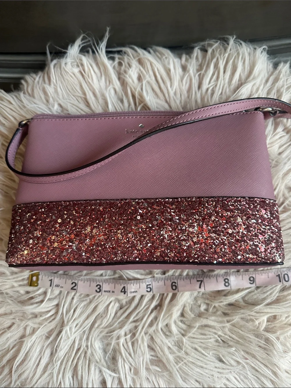 kate spade rose pink glitter two-tone crossbody